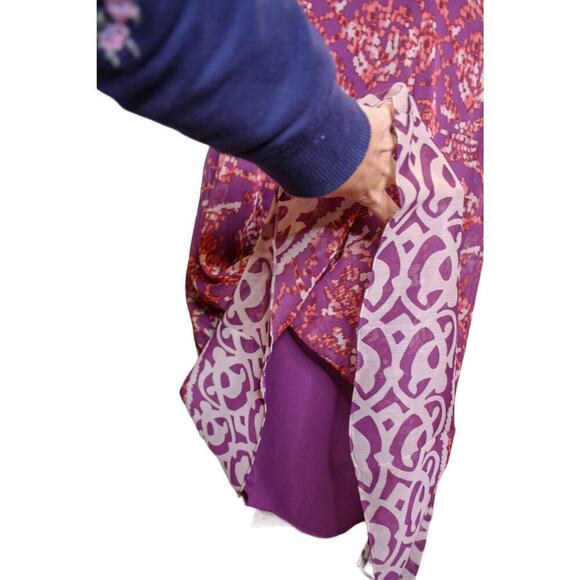 Coldwater Creek Maxi Skirt Layered Sheer Print Boho 90s Witchy Indie - Picture 2 of 5